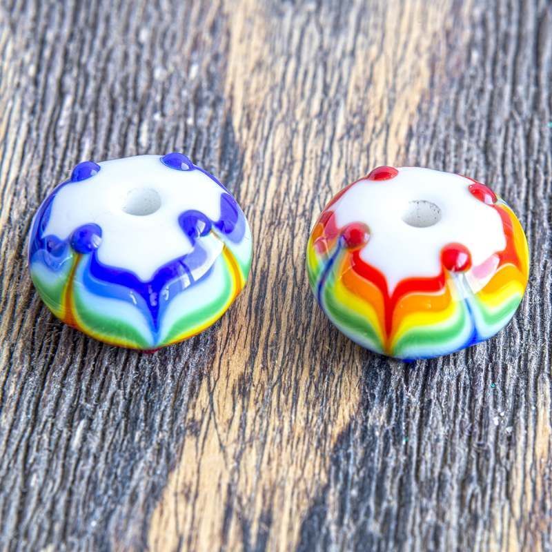 бусина, мурано "радуга", абакус,15х10 мм