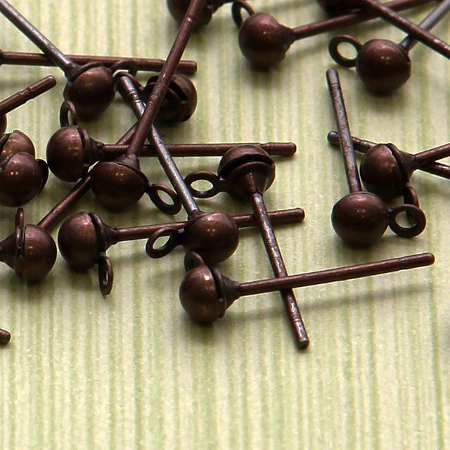 пуссеты "шарик", цвет красная медь, 12х3 мм