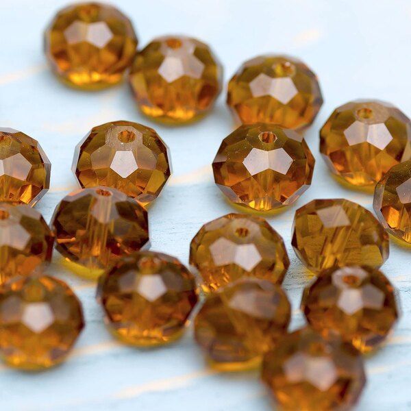 бусина, стекло абакус 12, граненая, цвет желто-оранжевый, 12х8 мм