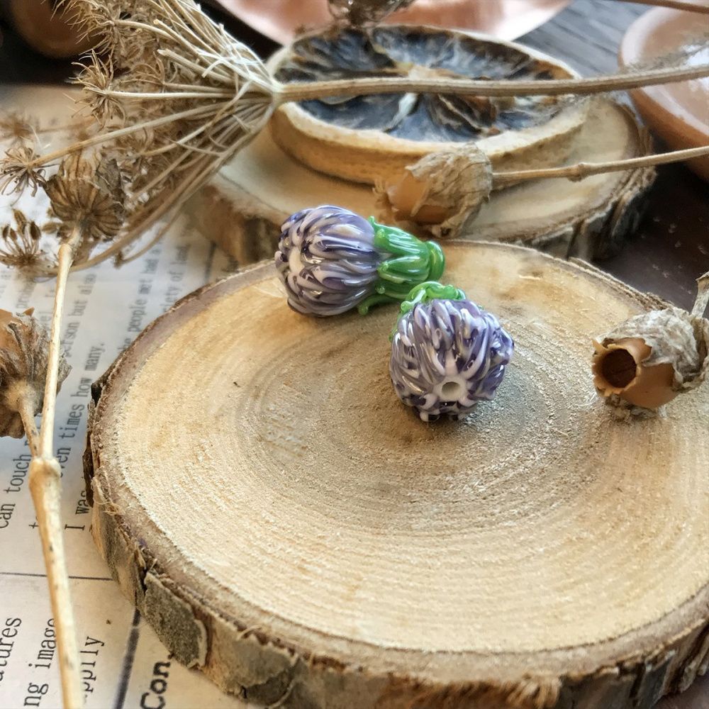 бусина, мурано "чертополох", сиреневый,  22х15 мм