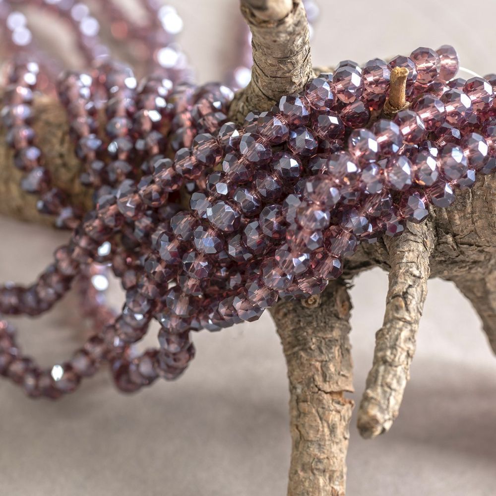 бусина, стекло абакус 6, граненая, цвет сиреневый перламутровый, 6х4 мм