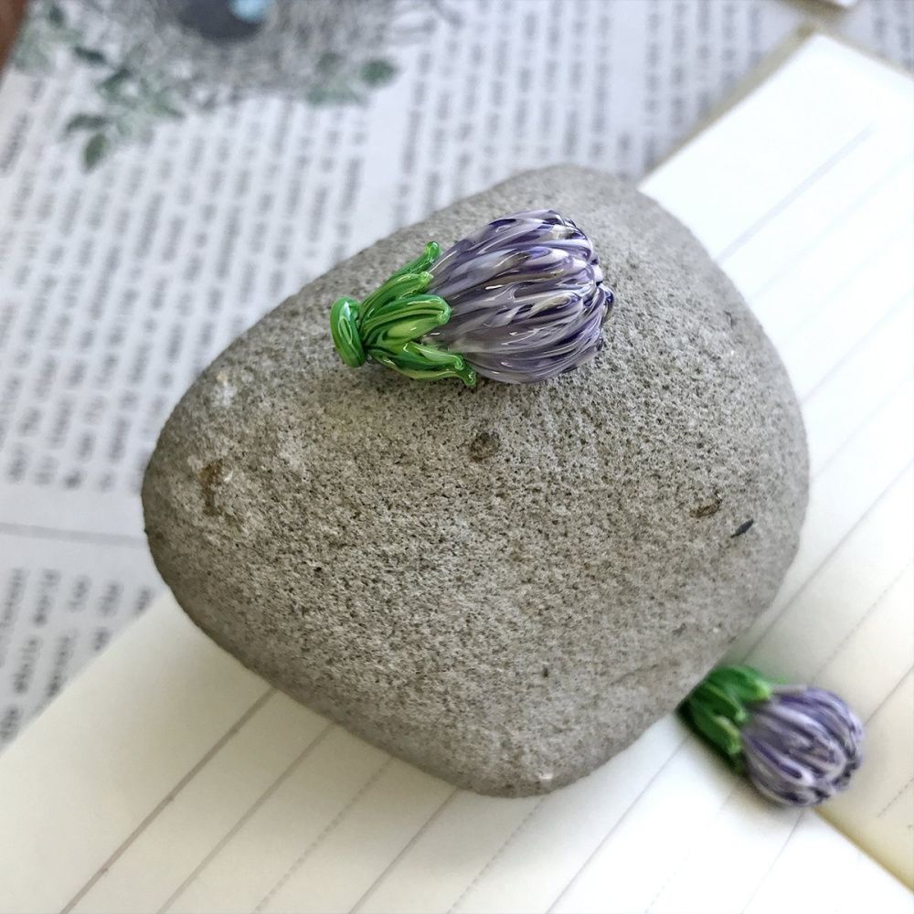 бусина, мурано "чертополох", сиреневый,  22х15 мм