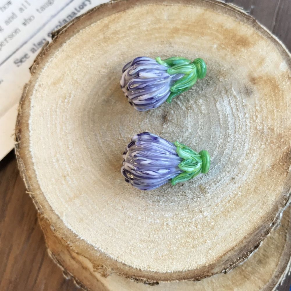 бусина, мурано "чертополох", сиреневый,  22х15 мм