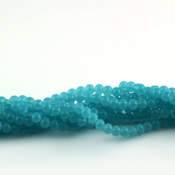 бусина, имитация нефрита, стекло 4, цвет голубой, 4 мм (уп 30+/-3 шт)