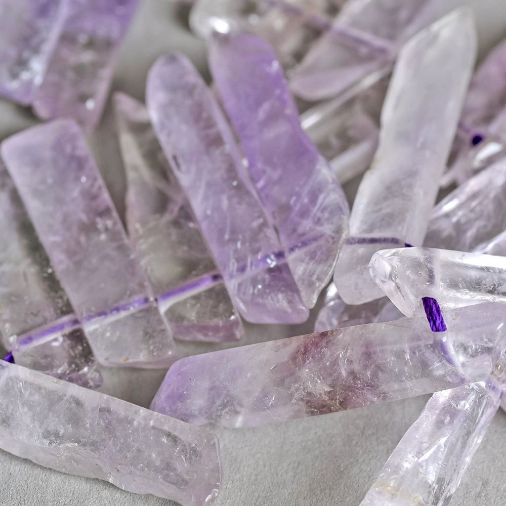 бусина аметист, багет, цвет сиреневый, размерный микс (уп 20 г)