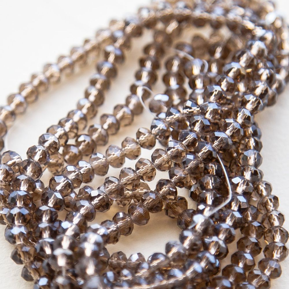 бусина, стекло абакус 6, граненая, цвет коричневый перламутровый, 6х4 мм