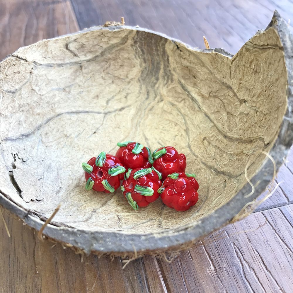 бусина, мурано "морошка", светло-оранжевый, 14х12 мм