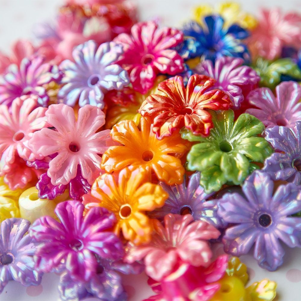 бусина, акрил "лилейник", цветовой микс, 33x33x9 мм