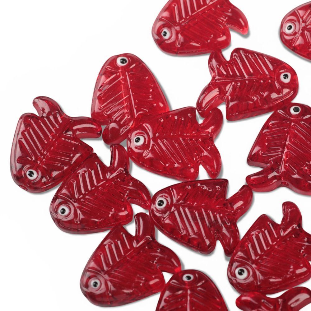 бусина, лэмпворк "скалярия", стекло, цвет красный, 21.5x18x7 мм