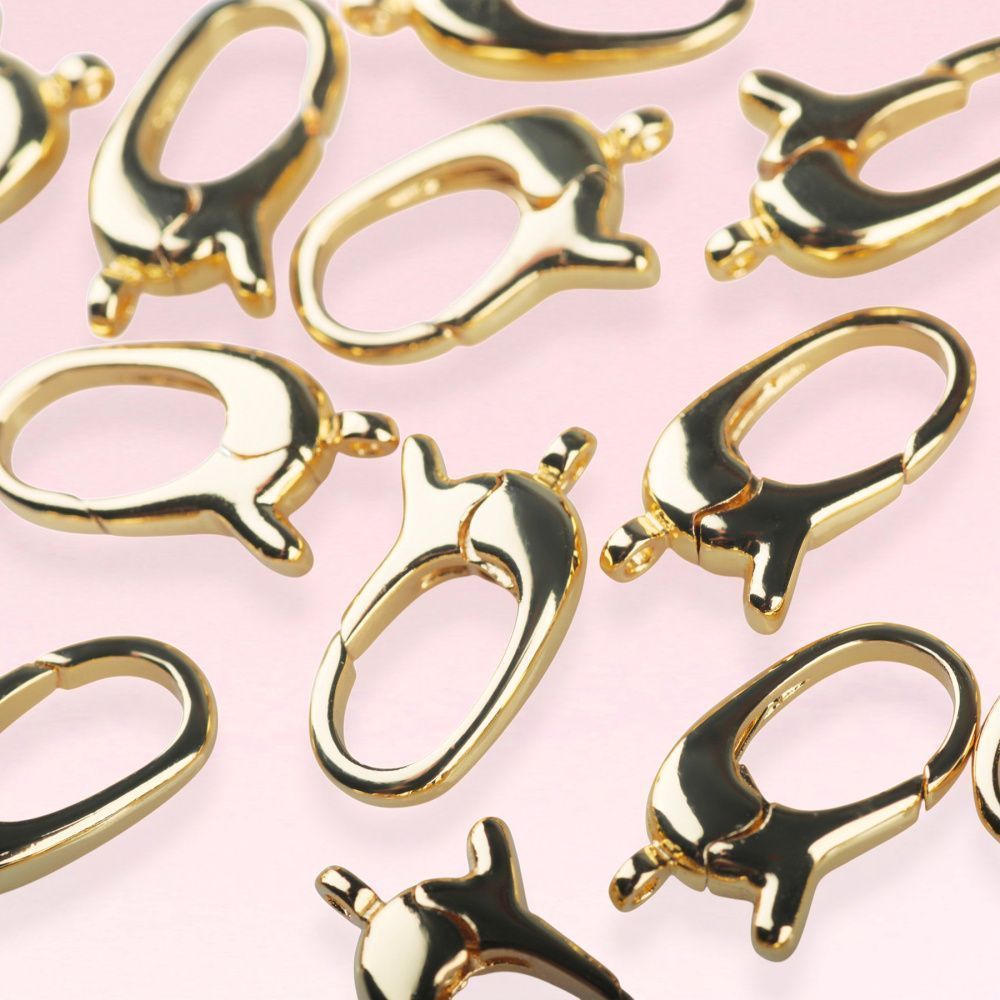 замочек-карабин "овал", позолота, 13.5x8x3 мм