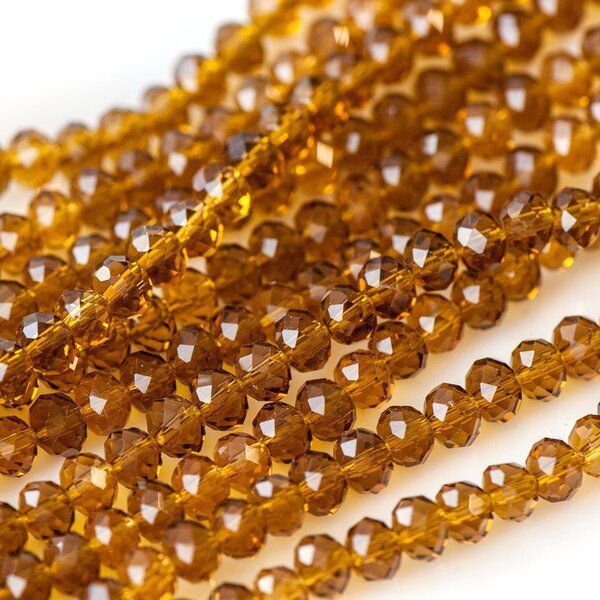 бусина, стекло абакус 6, граненая, цвет желто-оранжевый, 6х4 мм