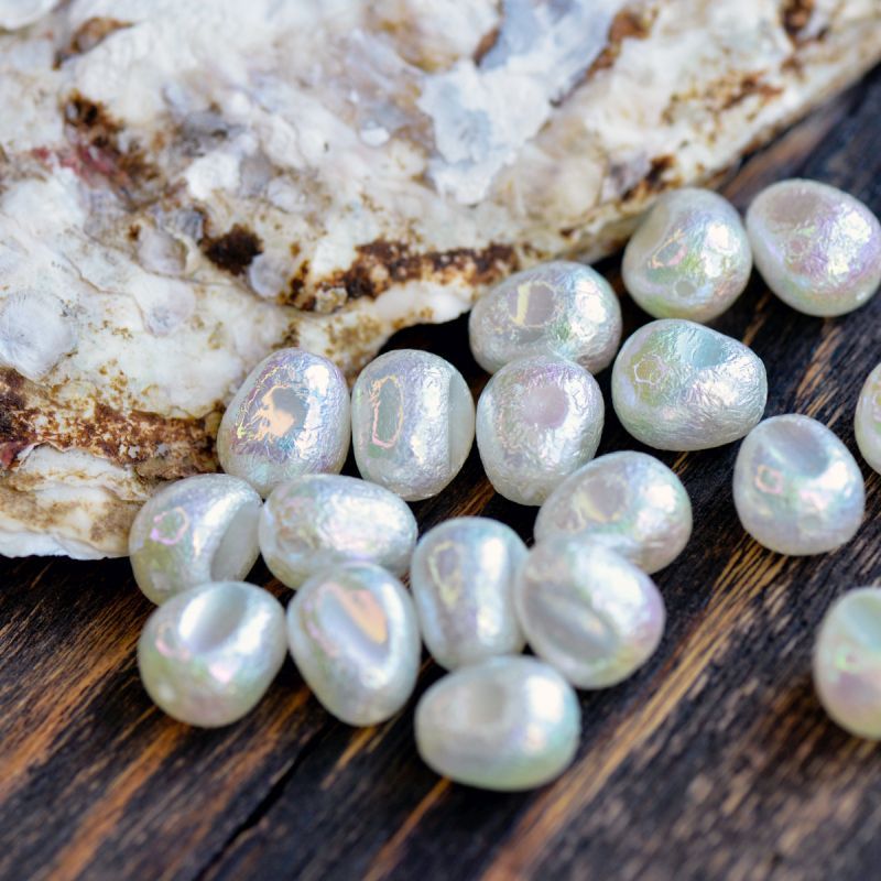 бусина, имитация хлопкового жемчуга, гиперовал, акрил, белый ав, 15x12x10 мм