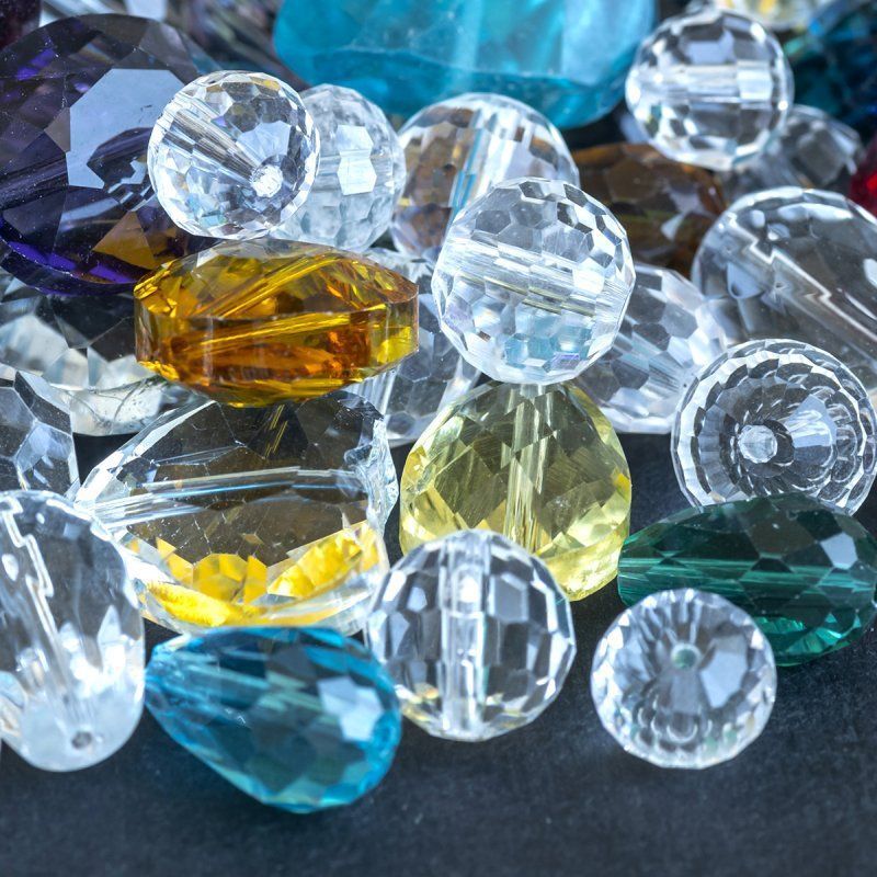 бусина "фацет", граненая, стекло, цветовой и размерный микс (уп10 г)