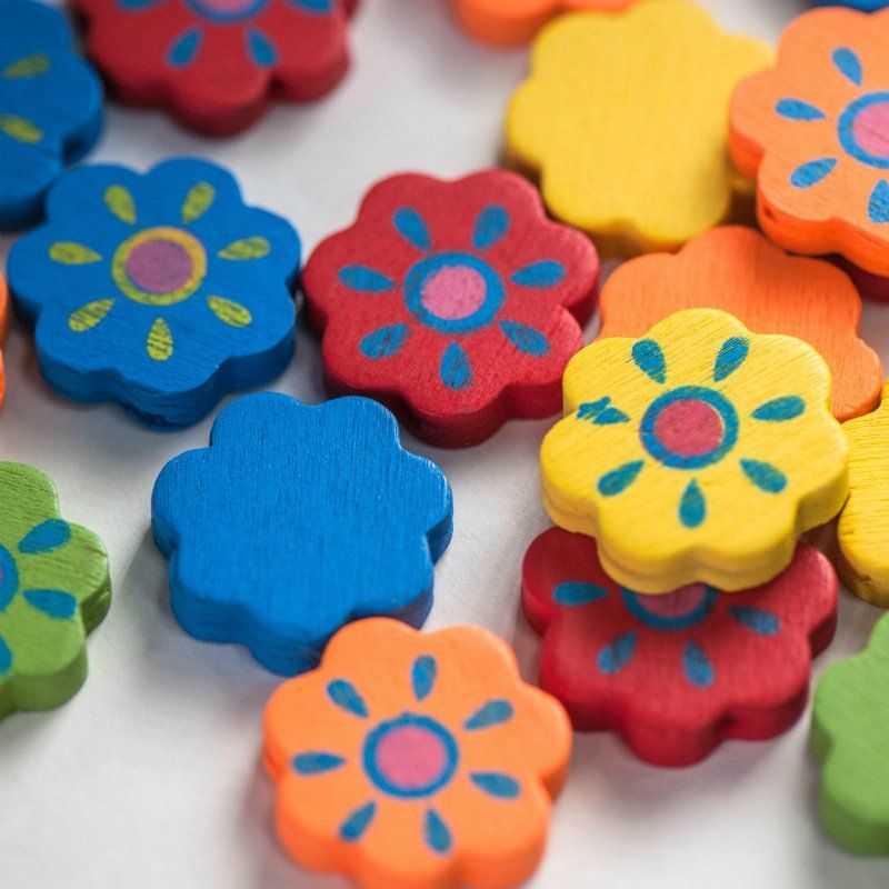 бусина дерево "цветок", цветовой микс, 24х5 мм