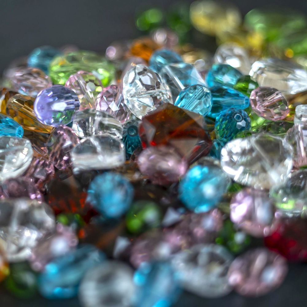бусина "фацет", граненая, стекло, цветовой и размерный микс (уп10 г)
