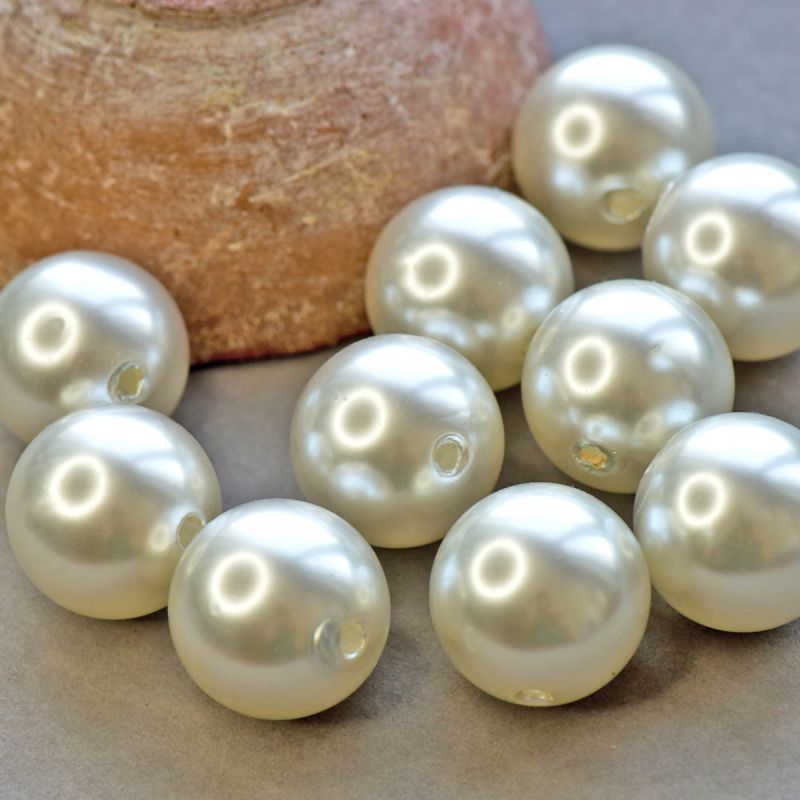 бусина, имитация жемчуга 30, акрил, цвет сливочный, 30 мм