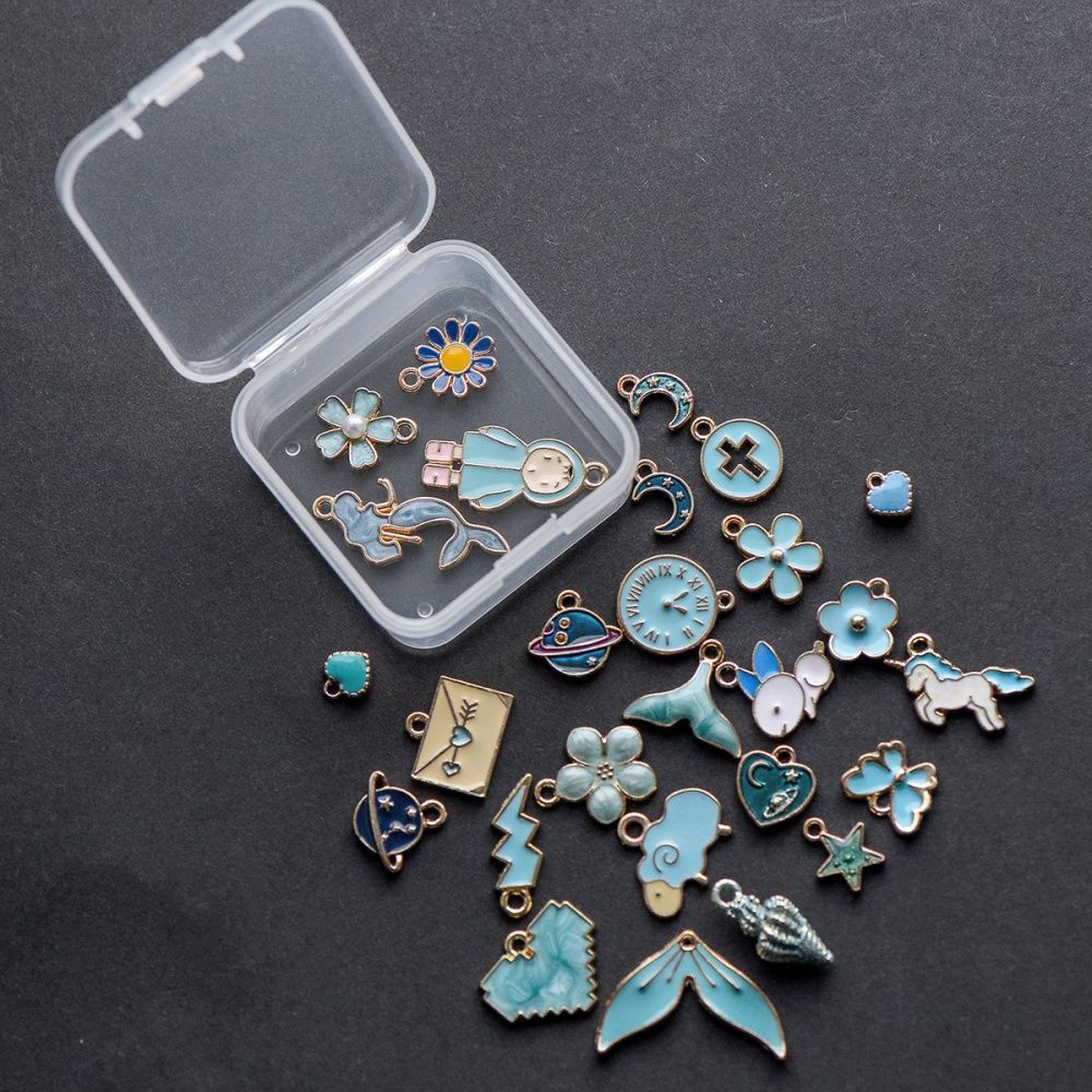 набор подвесок металлических с эмалью "стиль", цвет светло-бирюзовый, набор 27 шт