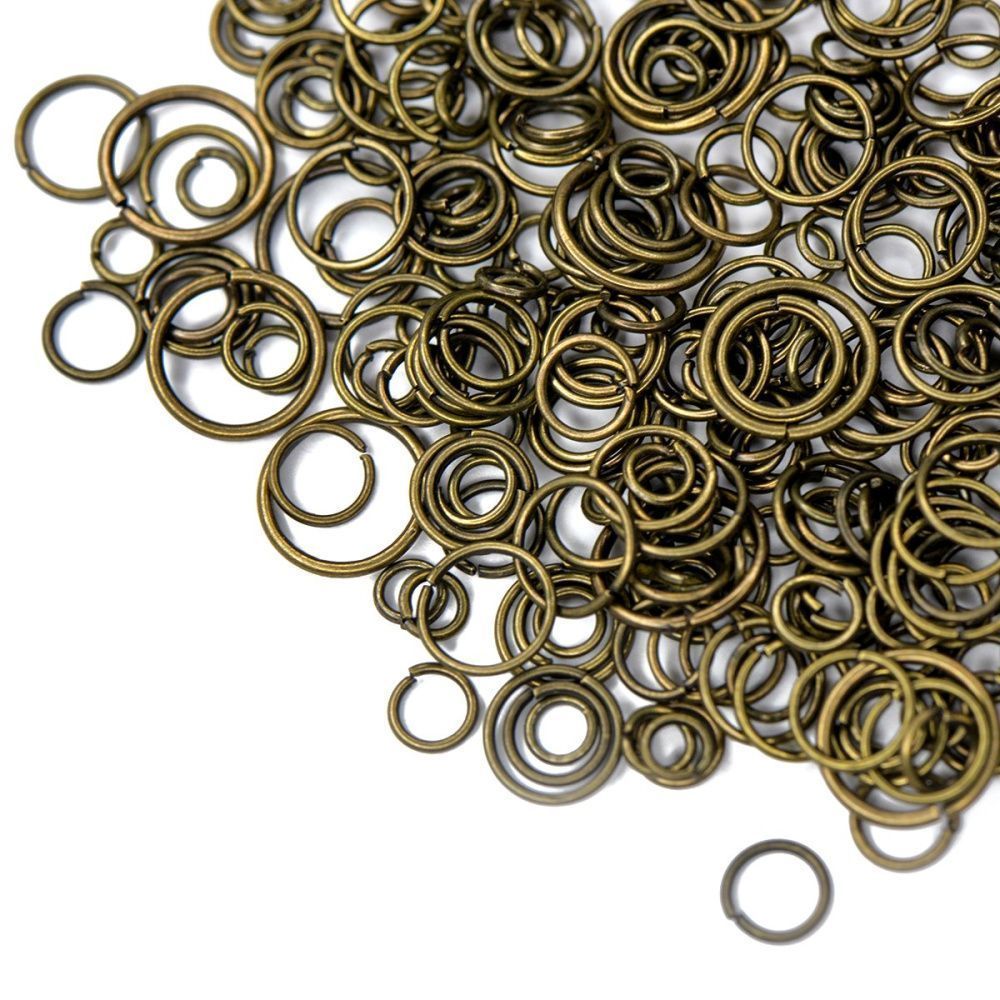 колечко соединительное, цвет античная бронза, размерный микс (уп ок.150 шт)