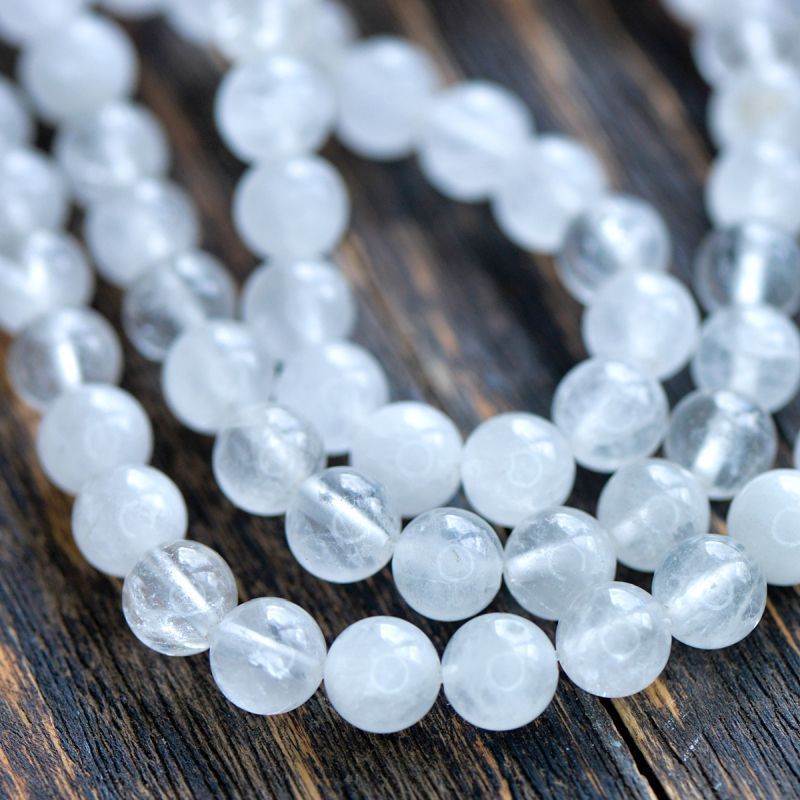 бусина кварц 8, цвет белый, 8 мм (стренд 10 шт.)