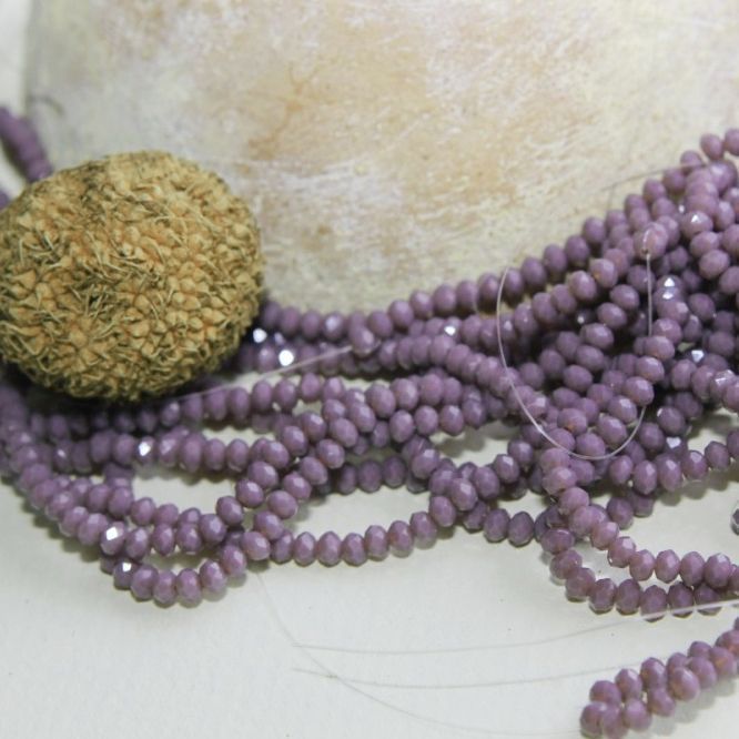 бусина, имитация нефрита, стекло абакус, цвет сиреневый, 3.5х2.5 мм (уп 50+/-5 шт)