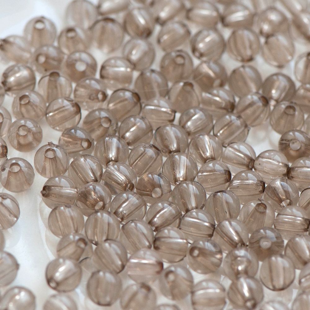 бусина, акрил 6, цвет светло-коричневый, 6 мм (уп 30 +/-3 шт)