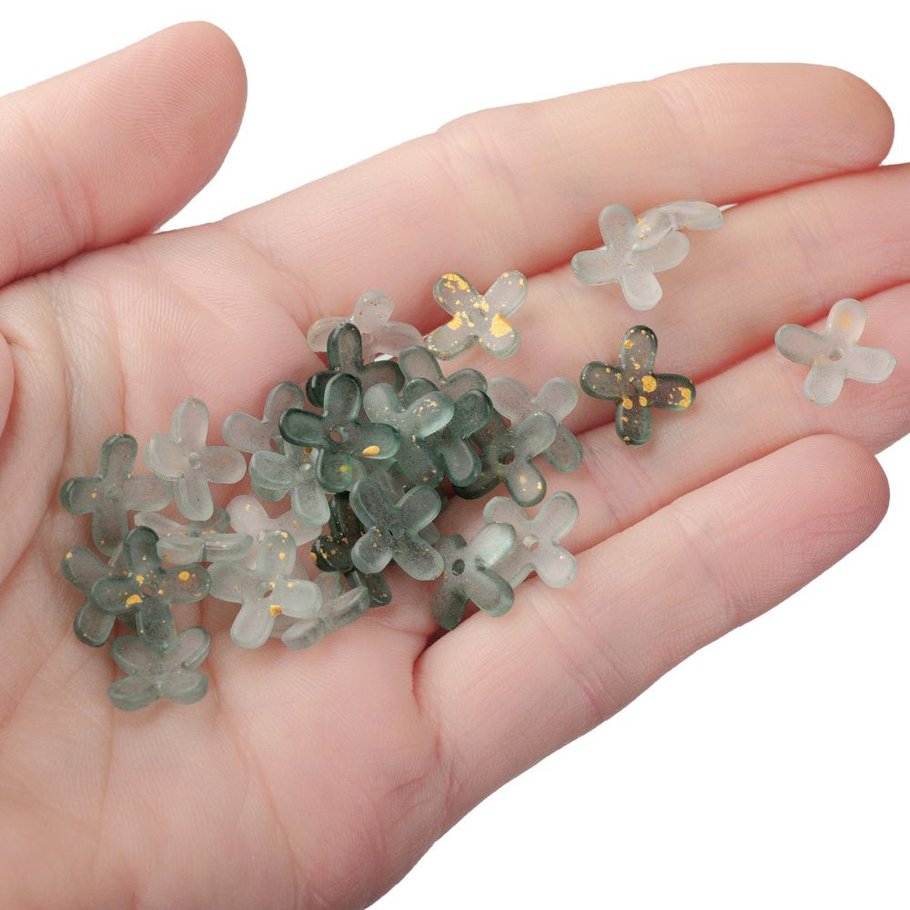 бусина, акрил "клематис", матовая, цвет полынный, 11.5x11.5x3 мм