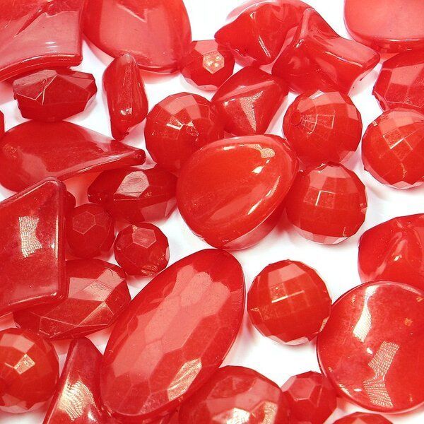 микс акриловый разной формы "мармелад", цвет красно-оранжевый (уп 20 г)