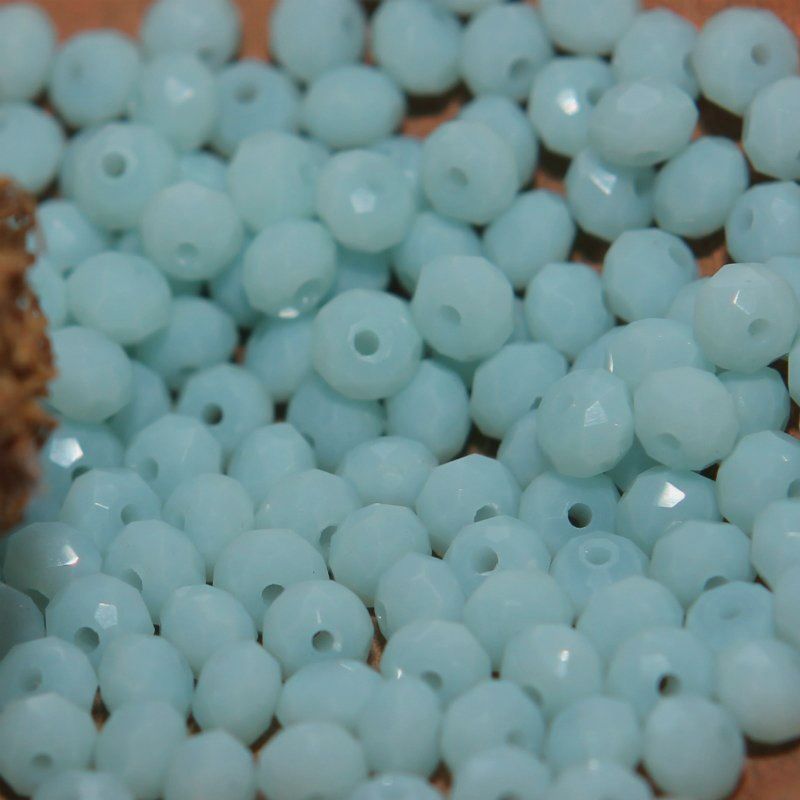 бусина, имитация нефрита, стекло абакус, цвет ярко-голубой, 3.5х2.5 мм (уп 50+/-5 шт)