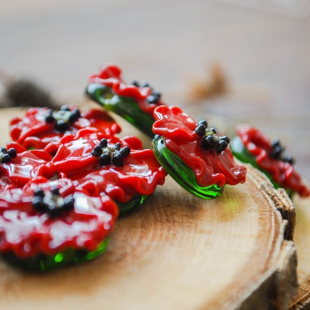 бусина, мурано "мак", фигурная,18х18мм