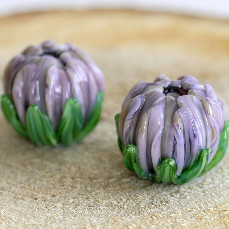 бусина, мурано "хризантема", сиреневый,  22х15 мм