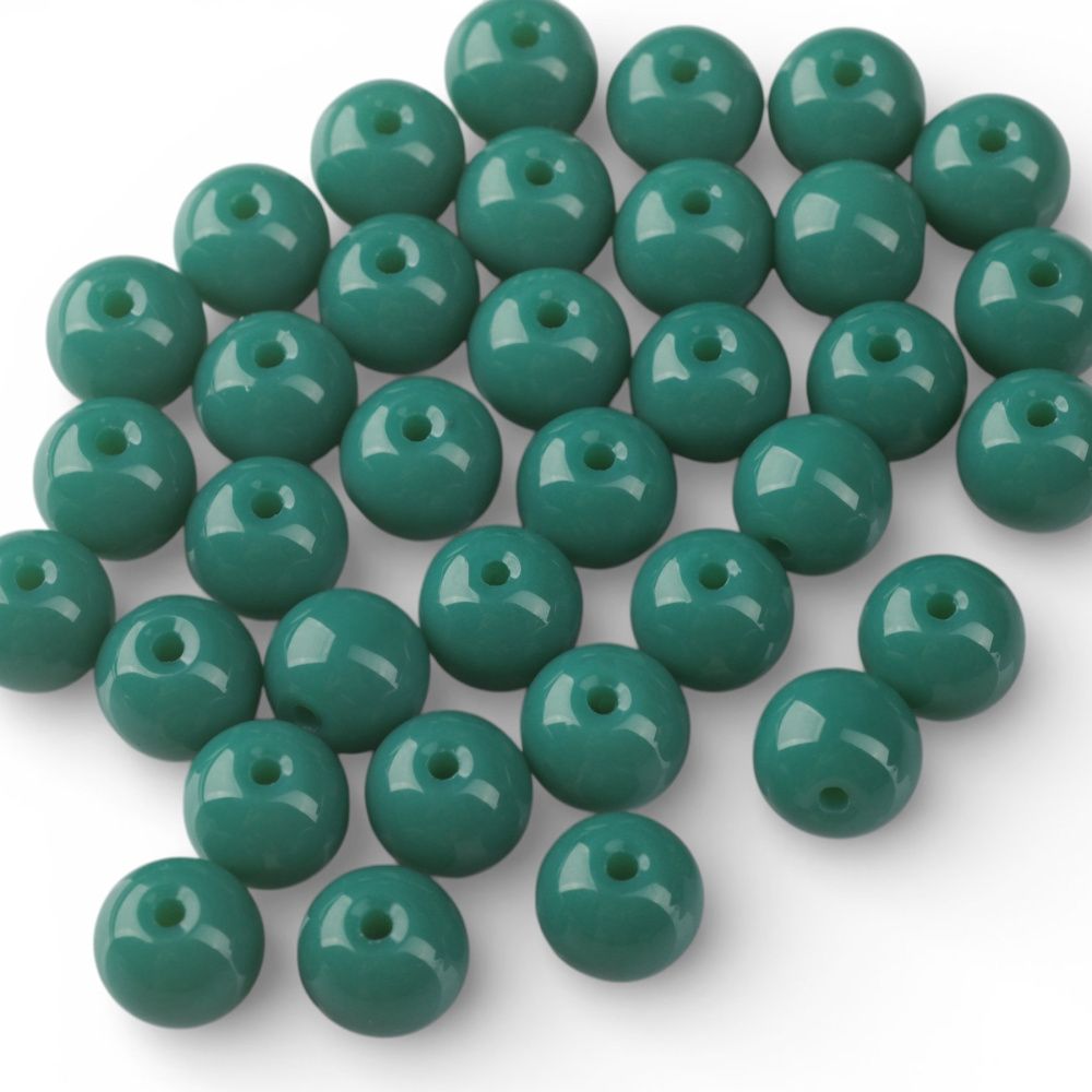 бусина, стекло 10, цвет св. малахитовый, 10 мм