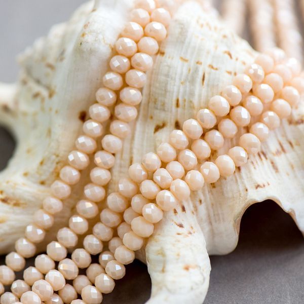 бусина, имитация нефрита, стекло абакус, цвет кремовый, 6х4 мм (уп 25+/-3 шт)