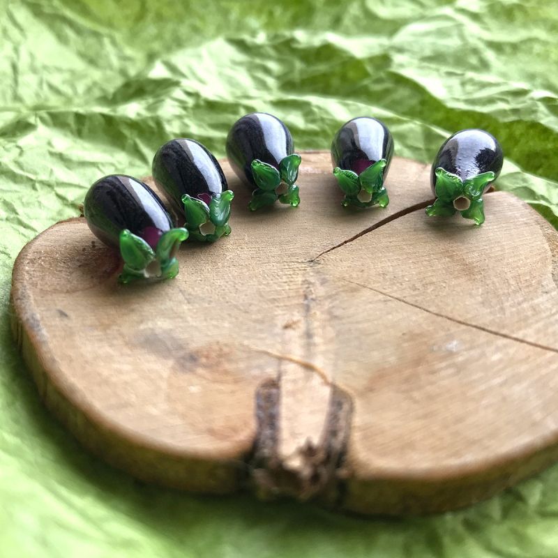 бусина, мурано "баклажан", фиолетовый, 22х9 мм