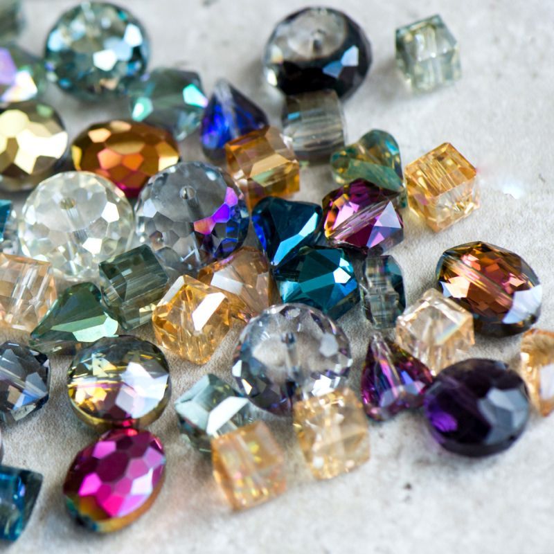 бусина "электра", граненая, стекло, цветовой микс радужный, размерный микс (уп 10 г)
