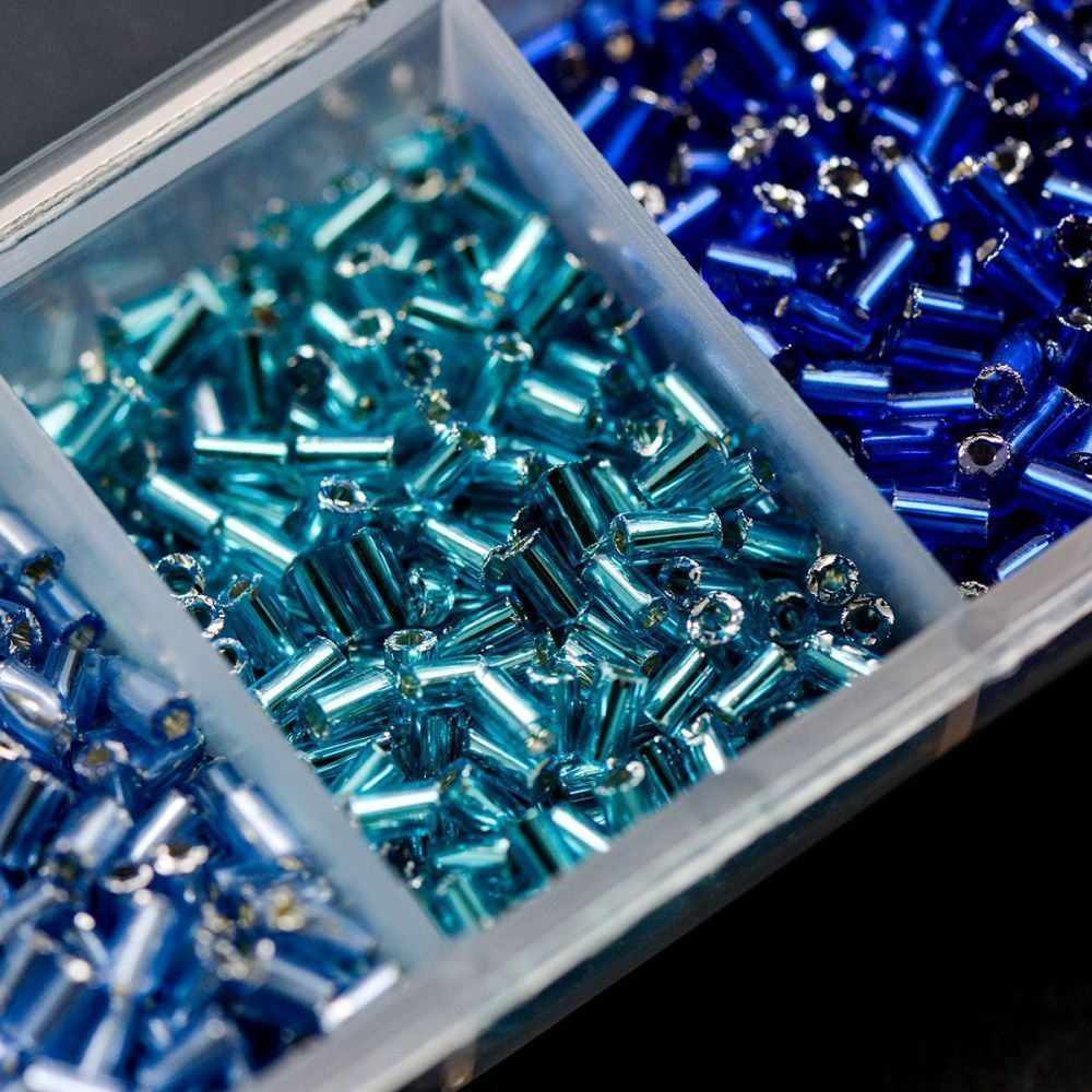 набор бисера стеклярус и рубка "голубой лед", 7 цветов