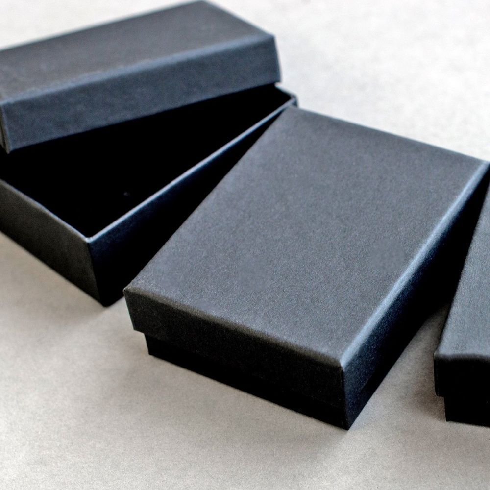 коробка крафт для браслета, черный, с подложкой, 90х70х30 мм