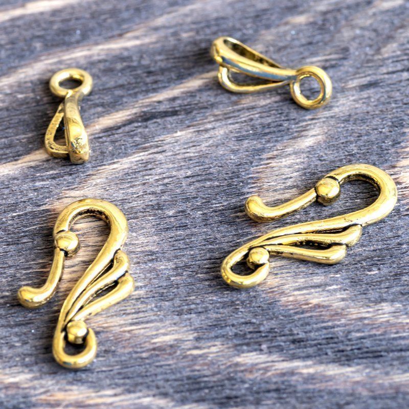 Замочки тоггл "скролл", цвет античное золото, 25х12 мм