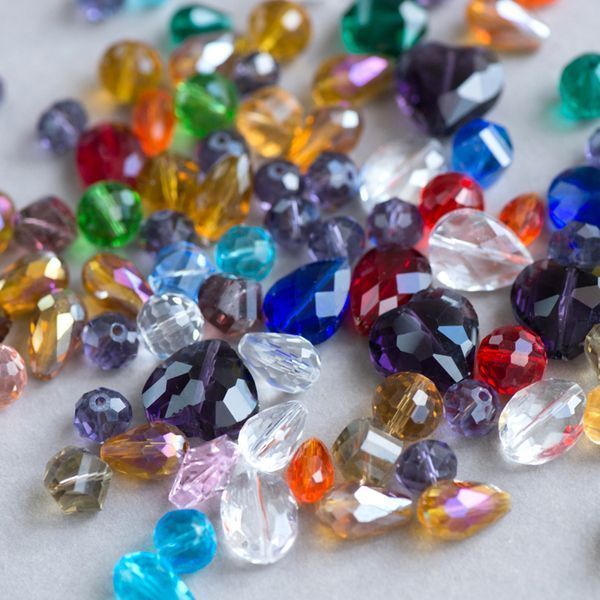 бусина "фацет", граненая, стекло, цветовой и размерный микс (уп10 г)