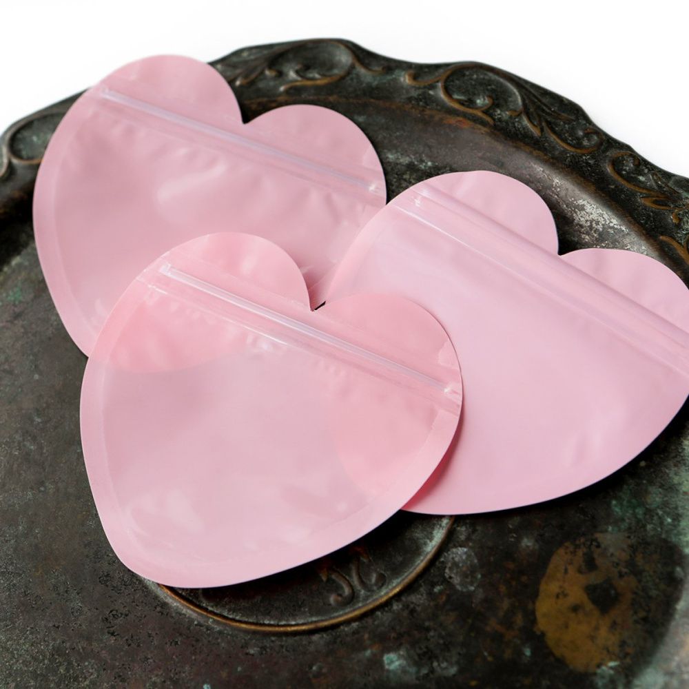 зип-пакет "сердце" для упаковки, цвет розовый, 10x10 см