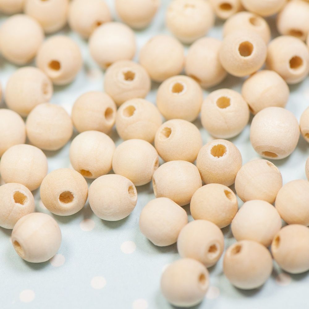 бусина дерево 6, цвет натуральный, 6 мм (уп 30+/-5 шт)