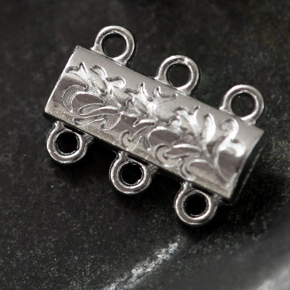 застежка "ветвь" многорядная, цвет платина, 14x19x6 мм