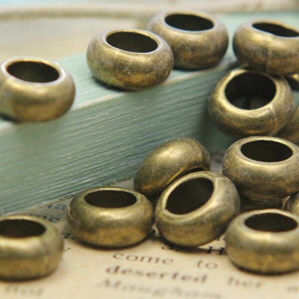 ес бусина металл "бублик", цвет античная бронза, 11х4 мм