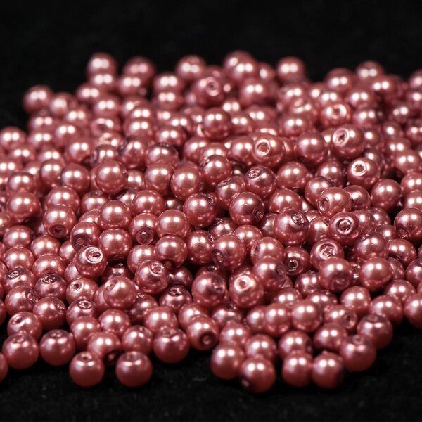 бусина, имитация жемчуга, стекло 4, цвет индийский красный, 4 мм (уп 50+/-5 шт)