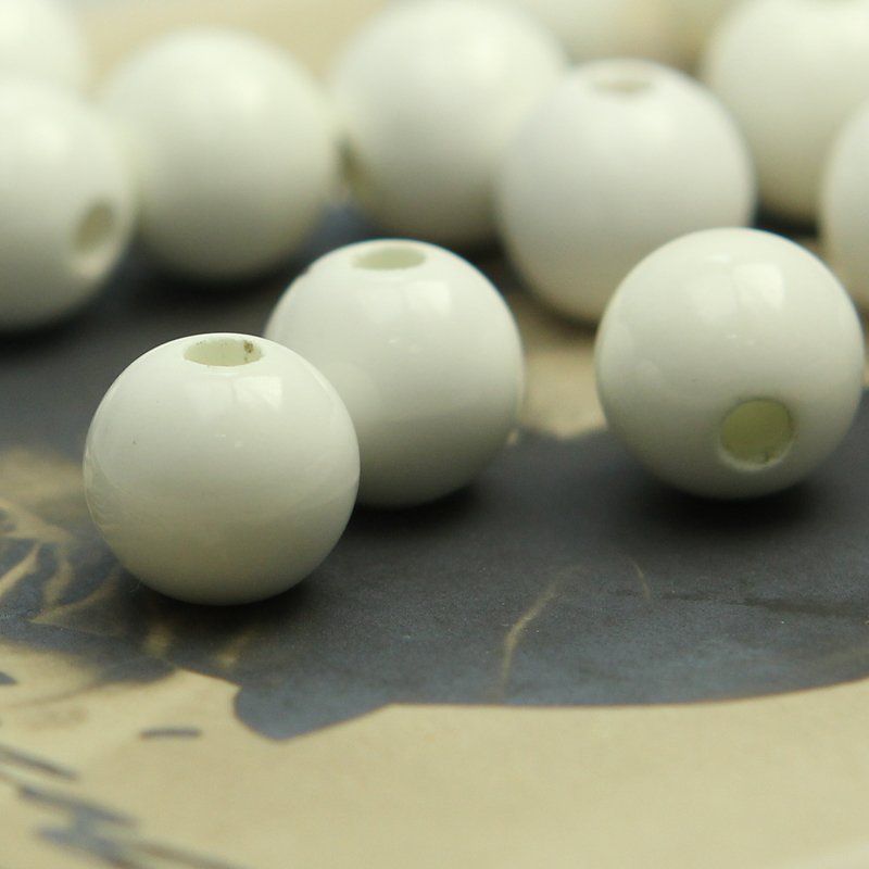 бусина, стекло 10, цвет белый, 10 мм