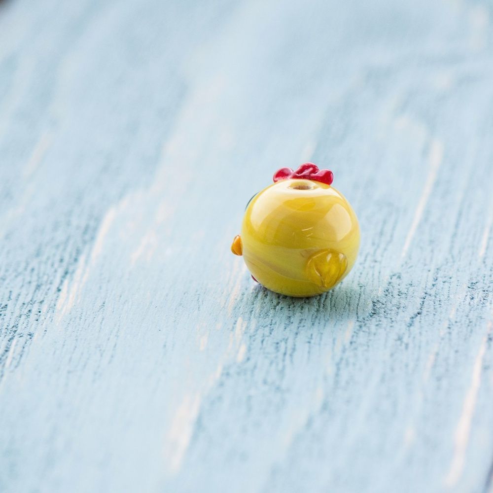 бусина, мурано "петушок уеллоуи", круглая, 16х15 мм