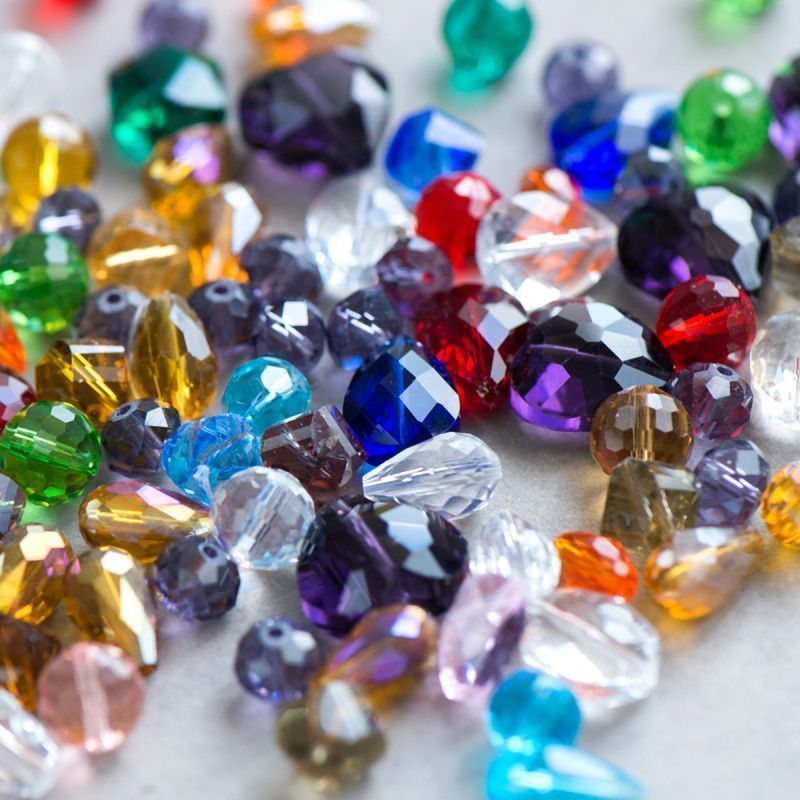 бусина "фацет", граненая, стекло, цветовой и размерный микс (уп10 г)