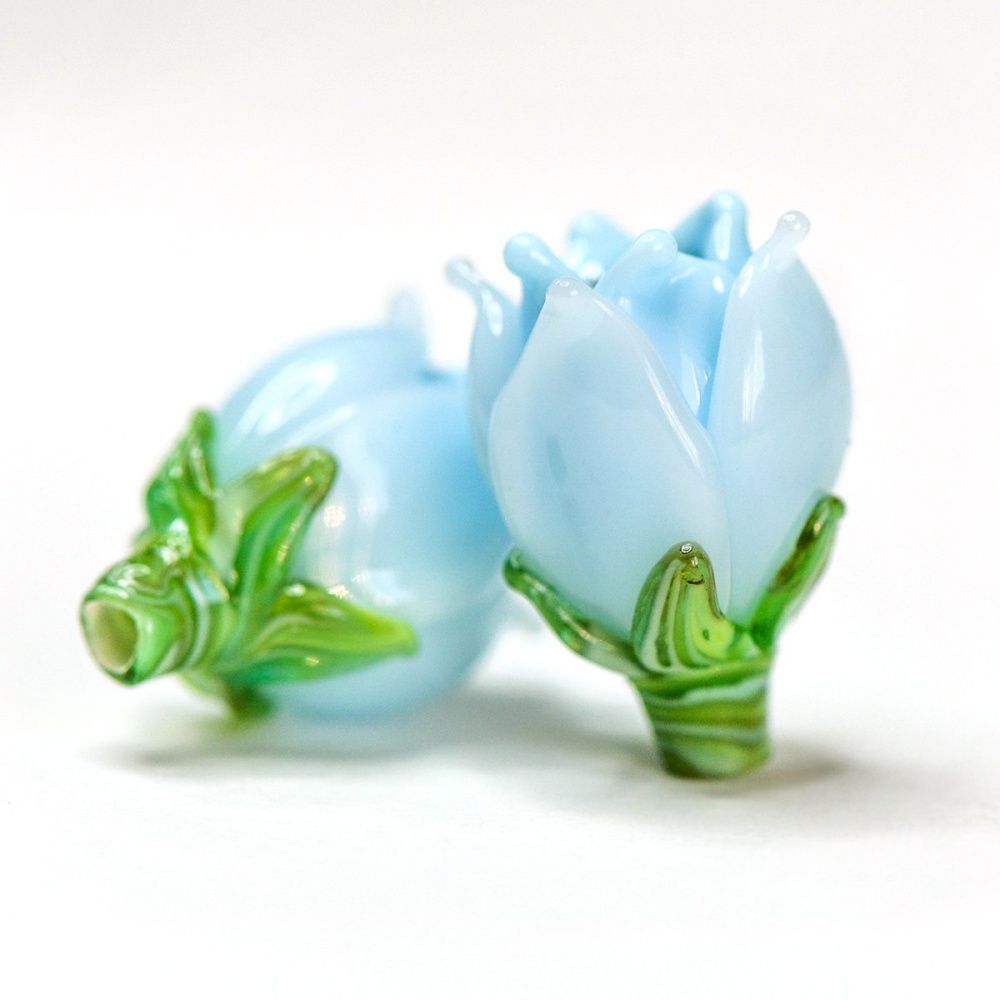 бусина, мурано "колокольчик", фигурная, голубой, 17х14 мм