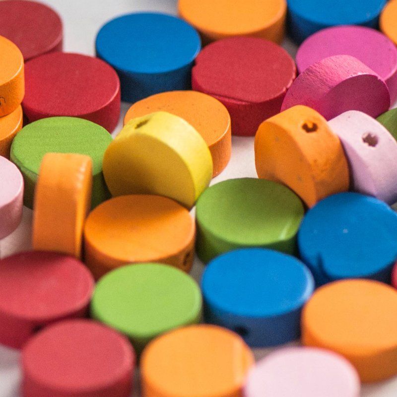 бусина дерево, таблетка, цветовой микс, 13х5 мм