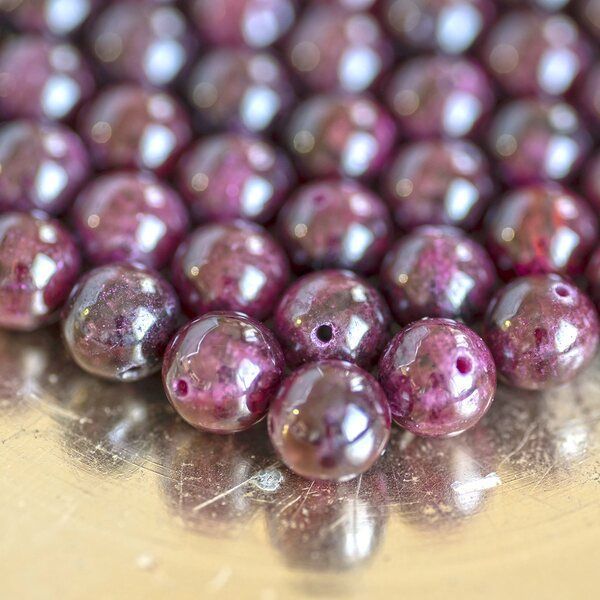 бусина гранат 8, цвет темно-красный, 8 мм (стренд 12 шт.)