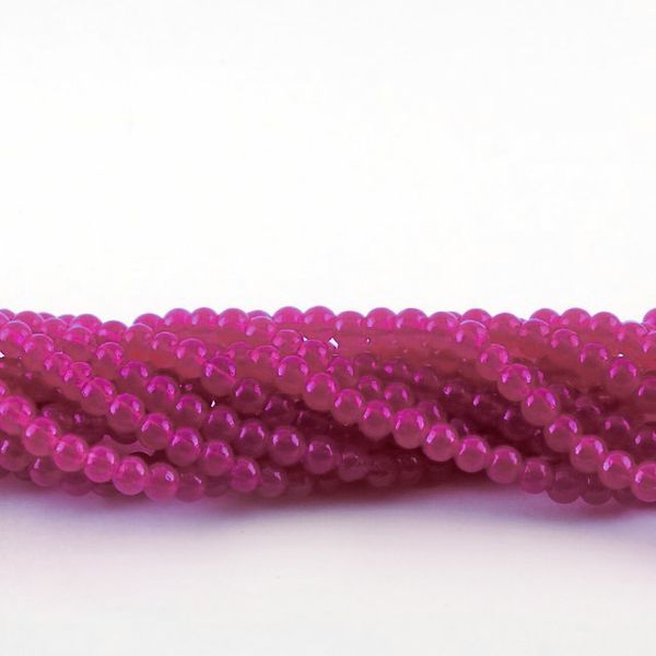 бусина, имитация нефрита, стекло 4, цвет ярко-розовый, 4 мм (уп 30+/-3 шт)